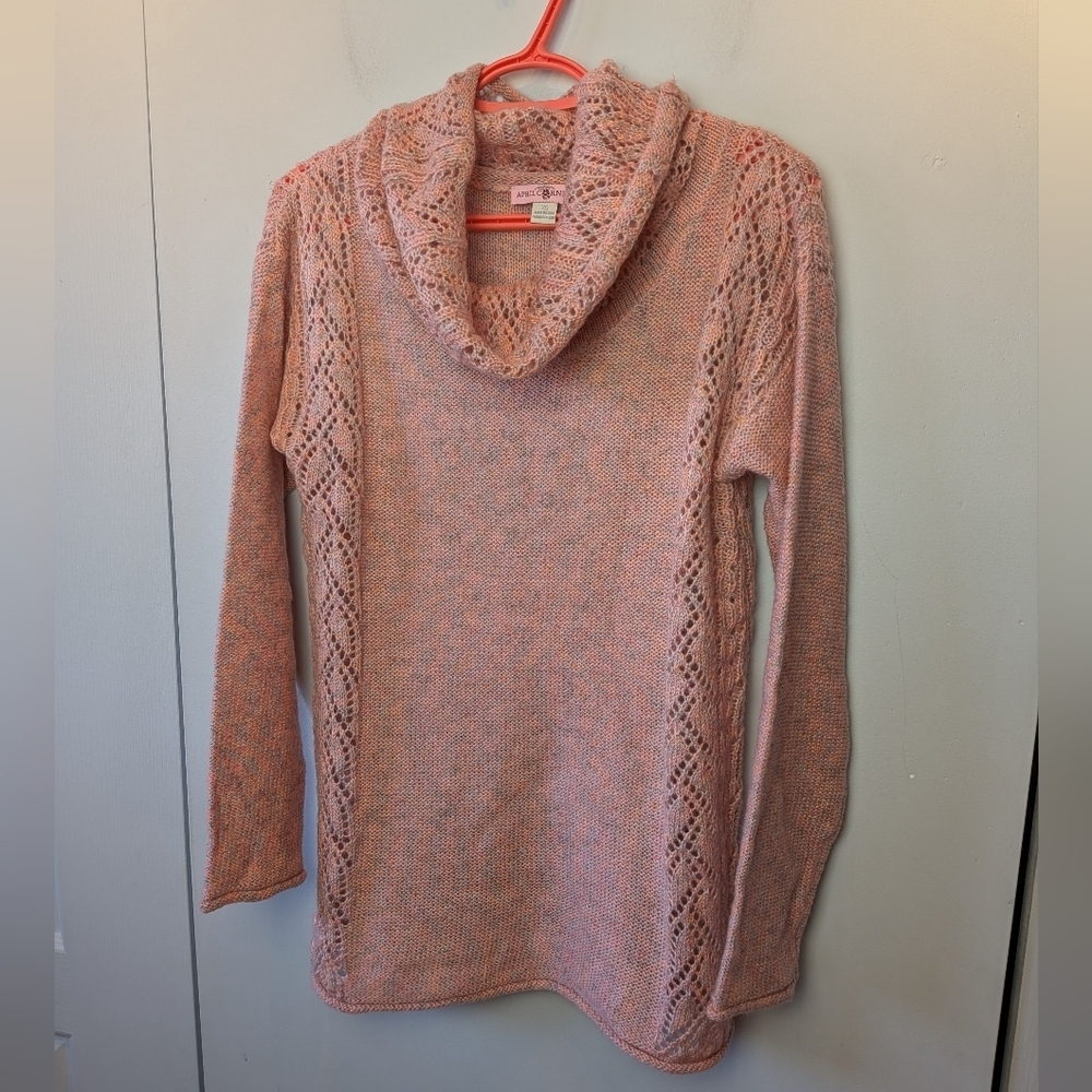 APRIL CORNELL Women Crochet Sweater Size XS (Run Bigger) Pink Long Sleeve